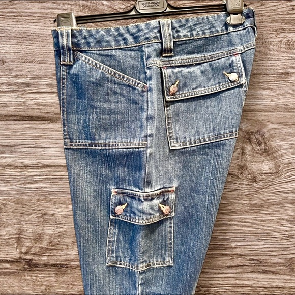 OLD NAVY Size 12 Y2K Cargo Denim Slight Flare Jeans - Picture 5 of 6